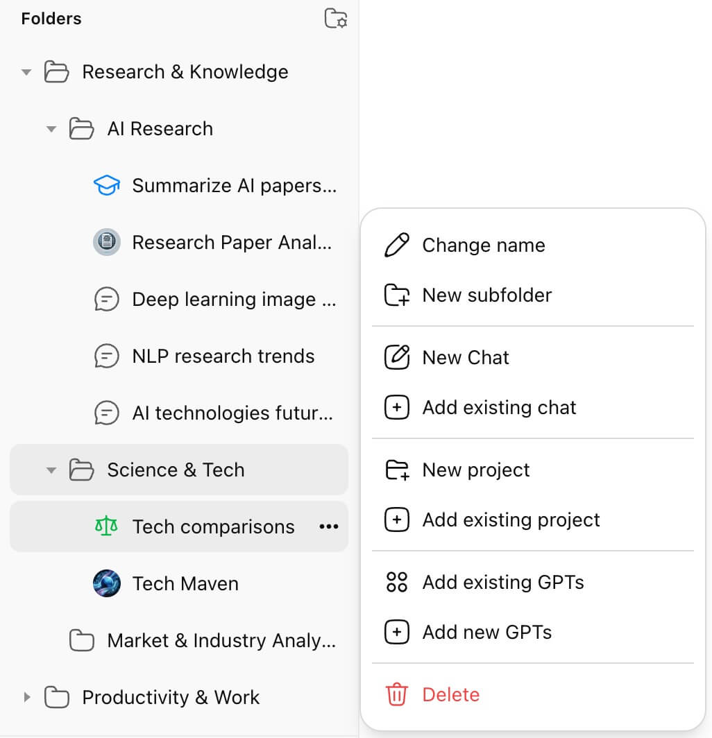 GPT X Folders Screenshot